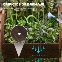 Outsunny Jardinera de Madera Macetero Exterior de 3 Niveles Diseño de Escalera Orificios de Drenaje 61x62x57 cm Carbonizado(m-5)