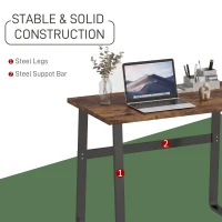 HOMCOM Industrial Writing Desk With Metal Legs, 100 x 58 x 74.5cm, Rustic Brown and Black(m-5)