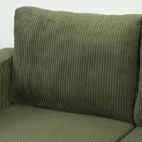 HOMCOM 3 Seater Sofa with Wide Seat, Corduroy Fabric Couch with Deep Seat, Spring Cushion, Green(m-11)