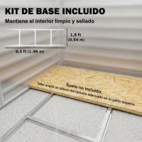 Outsunny Cobertizo Metálico para Jardín 213x120x166/194 cm con Base Refuerzo Puertas Correderas y Ventilaciones Gris Oscuro(m-7)