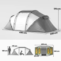 Outsunny 4 Man UV Protection Camping Tent - Charcoal Grey and White(m-3)
