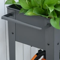 Outsunny Huerto Urbano Jardinera Elevada de Metal Cama de Jardín con Ruedas Asa Lateral y Estante Inferior para Cultivo Plantas Hortalizas Flores 104x39x80 cm Gris(m-8)