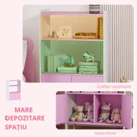 AIYAPLAY Raft de cărți pentru copii, 2 rafturi, 2 dulapuri, independente, design anti-răsturnare, picioare anti-alunecare, MDF, Roz+Alb(m-4)