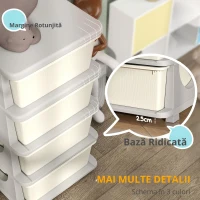 HOMCOM Comodă din Plastic Colorată pentru Cameră de Copii cu 4 Sertare, 37x37x76 cm, Crem(m-6)
