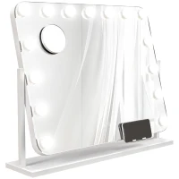HOMCOM LED-cosmeticaspiegel, 3 lichtmodi, dimbaar, touchbediening, USB, 62,5 x 49,5cm, Wit(m-10)