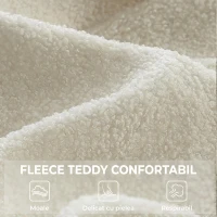 HOMCOM Fotoliu cu Taburet din Material Teddy, Spătar Înalt Matlasat, Buzunare Laterale, Bej(m-6)