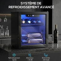 HOMCOM Cave à vin 12 bouteilles 36L, réfrigérateur à vin et boissons avec température réglable 4-16 °C, porte réversible, noir(m-4)