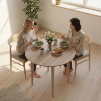 Homcom Masa Plianta Rotunda – Bucatarie Mica, Design Natur(m-8)