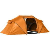 Outsunny 4 Man Camping Tent, UV Protection Tunnel Tent with 2 Bedrooms and Living Area, Large Hiking Sun Shelter, 430 x 240 x 170 cm, Orange(m-1)