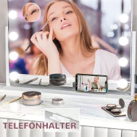 HOMCOM LED-cosmeticaspiegel, 3 lichtmodi, dimbaar, touchbediening, USB, 62,5 x 49,5cm, Wit(m-4)