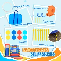 Outsunny Castillo Inflable de 3-8 Años con Soplador Tobogán Trampolín Piscina Bolsa de Transporte 435x245x200 cm Multicolor(m-7)