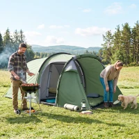 Outsunny Tienda de Campaña Familiar 2 Personas Plegable Impermeable a Prueba de UV 20+ con Vestíbulo 426x206x154 cm Verde(m-2)