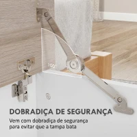 HOMCOM Baú de Armazenamento de Madeira Banco de Armazenamento 100x40x40 cm Branco e Madeira(m-5)