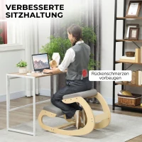HOMCOM Ergonomische schommelende kniestoel voor thuiswerken, verbeterde houding, lichtgrijs(m-4)