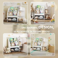 AIYAPLAY Raft pentru copii cu 7 rafturi pentru cărți, jucării, margini rotunjite, susține 40 kg, Alb(m-4)