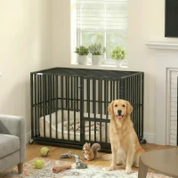 PawHut Heavy Duty Dog Crate, Dog Cage with Wheels for Small Medium Breeds, Metal Pet Kennel with Removable Tray(m-10)