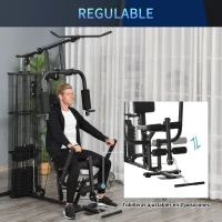 HOMCOM Máquina de Musculación con Estribo para Piernas Placas de Peso de 45 kg Carga Máx. 120 kg 150x110x210 cm Negro(m-7)