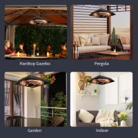 Outsunny 2000W Electric Hanging Patio Heater Ceiling Mounted Halogen Heating Indoor Outdoor with Remote Control Aluminium(m-7)
