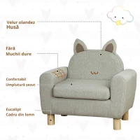 HOMCOM Sillón Infantil Mini Sofá pentru Copii de +3 Ani cu Șezut Căptușit și Brațe Căptușite 61x42x53 cm Maro(m-5)