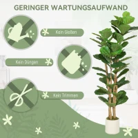 HOMCOM Kunstmatige vioolvijg kunstplant met 71 bladeren, massief houten stam, pot, 50 x 50 x 150 cm, groen(m-5)