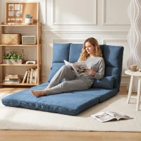 HOMCOM Bodensofa Schlafsofa Sofa, klappbar, verstellbare Rückenlehne, 102 cm x 73 cm x 60 cm , Blau(m-9)