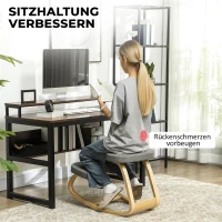 HOMCOM Kniestuhl – Ergonomische Kniekruk met Linnenlook, Berkenhouten Basis, tegen Nekpijn(m-4)