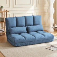HOMCOM Vloersofa Slaapsofa, opklapbaar, verstelbare rugleuning, 102 cm x 73 cm x 60 cm, Blauw(m-2)