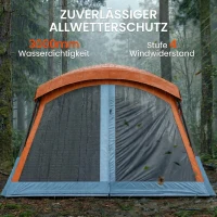 Outsunny Tunnelzelt 4 Personen Familienzelt mit Schlaf- und Wohnzimmer Dachfenstern Bodenplane Stehhöhe 3000 mm Wassersäule(m-7)