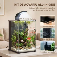 PawHut Acvariu 36L cu Filtru Integrat, 30 x 30 x 45,5 cm, Negru(m-4)