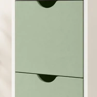 HOMCOM Slim Bathroom Storage Cabinet, Tall Bathroom Floor Cabinet with 2-Tier Shelf and 2 Drawers, White and Light Green(m-12)