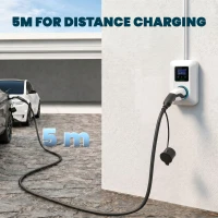 HOMCOM Cablu Încărcare EV Tip 2, 22 KW, 32 A, Mod 3, Trifazat, 5m, Negru(m-3)