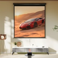 HOMCOM Ecran de proiecție TV și Home Cinema de 99 de inci, video proiector 1:1 4K HD, 178L x 178H cm(m-6)