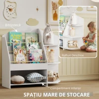 AIYAPLAY Raft pentru copii cu 7 rafturi pentru cărți, jucării, margini rotunjite, susține 40 kg, Alb(m-7)