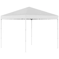 Outsunny Pop Up Foisor 2,45 x 2,45 m rezistent la apa cu franghii si cuie de otel si tesatura Oxford alba(m-12)