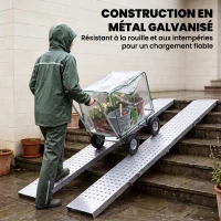 HOMCOM Lot de 2 Rampes de Chargement Pliantes avec Poignées et Surface Antidérapante, Charge Max. 400 kg, 180 x 25,5 cm, Argent(m-6)