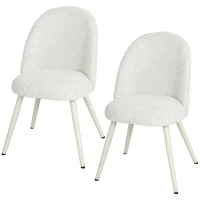 HOMCOM Juego de 2 Sillas de Comedor de Terciopelo con Asiento Acolchado Blanco(m-7)