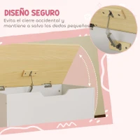 AIYAPLAY Baúl Juguetes Infantil con Ruedas Tapa Abatible con Bisagra de Seguridad Diseño de Nube Blanco y Natural(m-6)