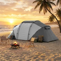 Outsunny 4 Man UV Protection Camping Tent - Charcoal Grey and White(m-9)