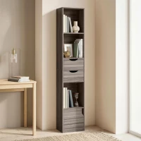HOMCOM Bookcase with Drawers Adjustable Shelf Bookshelf with 2 Drawers and Cabinet 158 cm Grey(m-10)