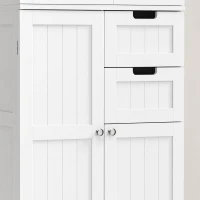 HOMCOM Meuble haut de rangement, armoire avec portes vitrées et étagères réglables pour salle de bain, cuisine, salon, blanc(m-11)
