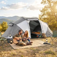 Outsunny 4 Man UV Protection Camping Tent - Charcoal Grey and White(m-8)