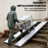 HOMCOM Set van 2 Opvouwbare Oprijplank Metaal Drempelramp met Handgrepen tot 400 kg, voor banden tot 22,5 cm(m-6)
