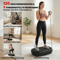 SPORTNOW Trilplaat met 120 Intensiteitsniveaus, 5 Vooraf ingestelde Programma's, Afstandsbediening en LED-Display voor Spieropbouw - Zwart(m-5)