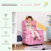 HOMCOM Kindersofa Kindercouch Kindersessel Sessel Liegesofa reglabil cu suport pentru picioare pentru copii între 3-5 ani băieți și fete Roz 58 x 53 x 70 cm(m-6)