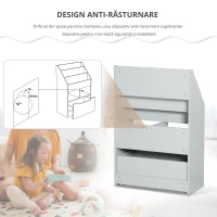 HOMCOM Raft pentru copii cu sertar, bibliotecă cu rafturi, 60 x 29,9 x 90 cm, Gri(m-7)