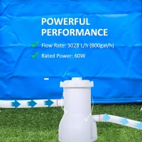 Outsunny Cartridge Filter Pump for 13'-15' Above Ground Pools, 800GPH (3028 LPH) Swimming Pool Filter Pump with Hose and Hose Clamps, White(m-4)