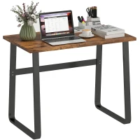 HOMCOM Industrial Writing Desk With Metal Legs, 100 x 58 x 74.5cm, Rustic Brown and Black(m-11)