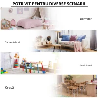 HOMCOM Raft de depozitare pentru copii, 3 sertare din netesut, MDF, antirăsturnare, Alb(m-4)