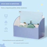 Homcom Cutie Depozitare Jucarii + Banca Albastru pentru Copii(m-4)