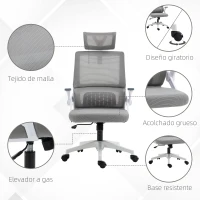 Vinsetto Silla de Oficina de Malla Silla de Escritorio Giratoria Altura y Reposacabezas Ajustable 58x61x102-119 cm Gris(m-8)
